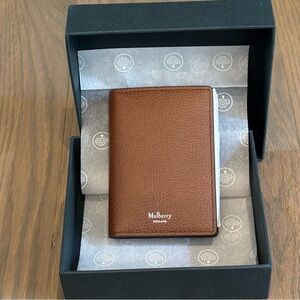 NEW Mulberrry Heritage Vertical Card Wallet Oak Two-Tone Classic Grain RL8026